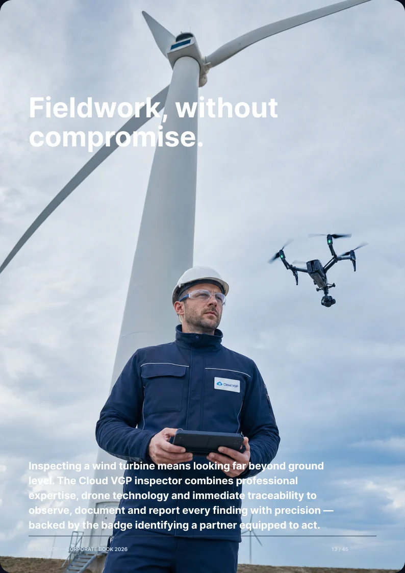 Thumbnail of page 13 of the Cloud VGP Corporate Book 2026 — Fieldwork, without compromise.