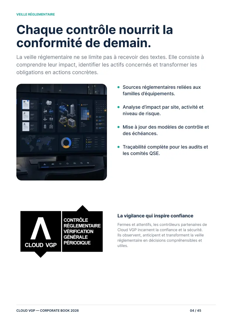 Miniature de la page 4 du Corporate Book Cloud VGP 2026 — Chaque contrôle nourrit la conformité de demain