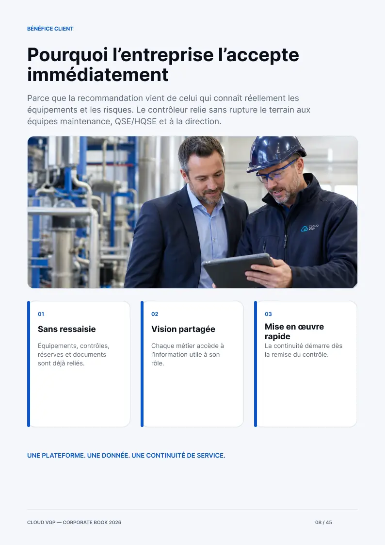 Miniature de la page 8 du Corporate Book Cloud VGP 2026 — Pourquoi l’entreprise l’accepte immédiatement