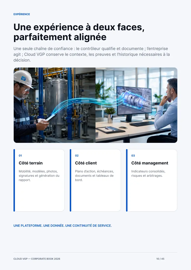 Miniature de la page 10 du Corporate Book Cloud VGP 2026 — Une expérience à deux faces, parfaitement alignée