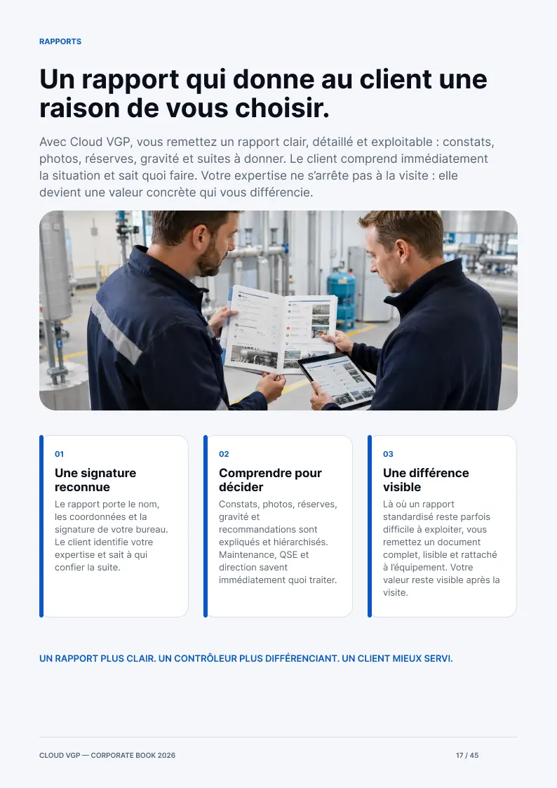 Miniature de la page 17 du Corporate Book Cloud VGP 2026 — Un rapport qui donne au client une raison de vous choisir
