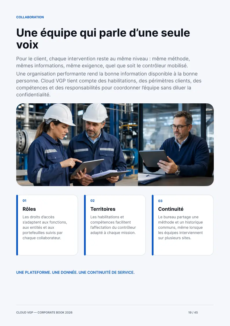 Miniature de la page 19 du Corporate Book Cloud VGP 2026 — Une équipe qui parle d’une seule voix
