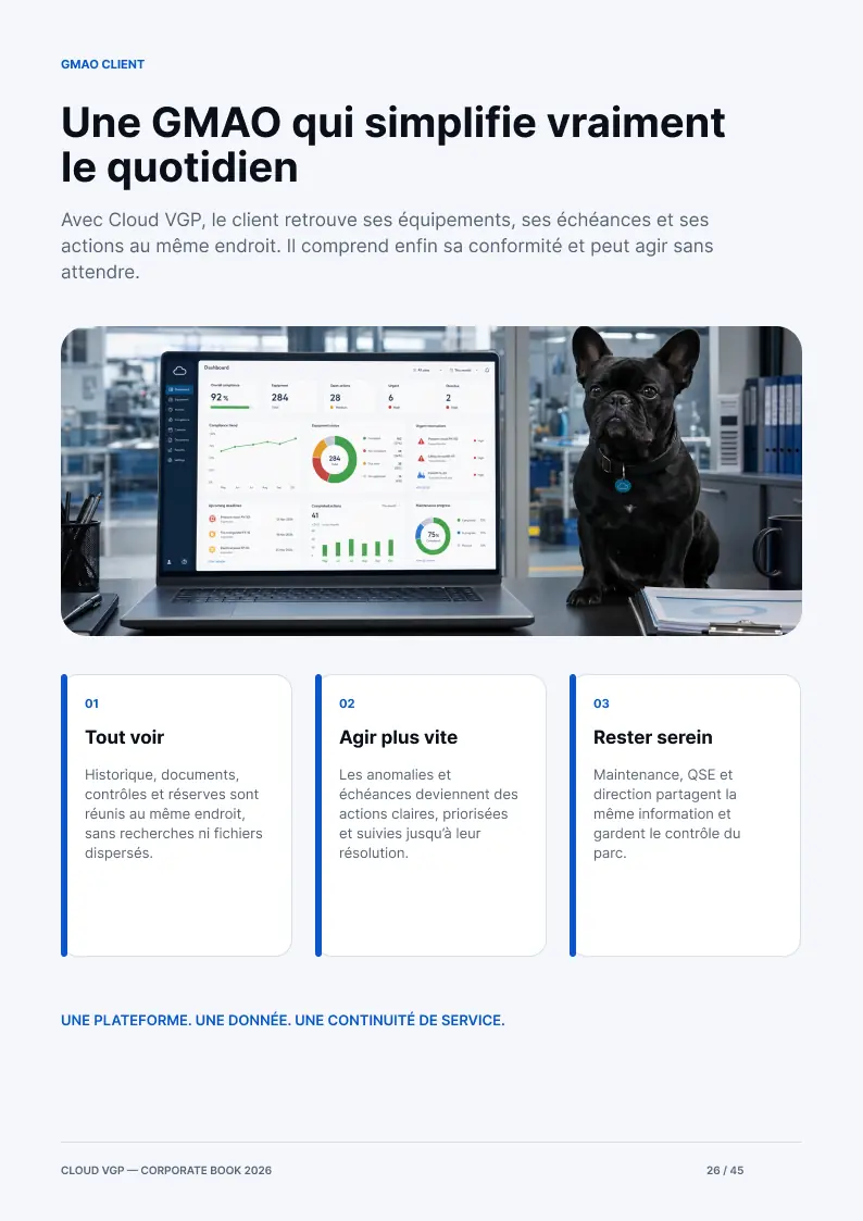 Miniature de la page 26 du Corporate Book Cloud VGP 2026 — Une GMAO qui simplifie vraiment le quotidien