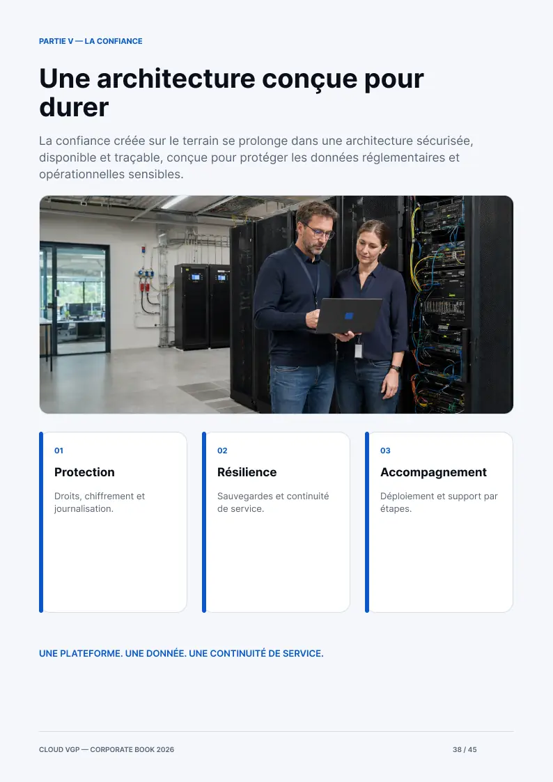 Miniature de la page 38 du Corporate Book Cloud VGP 2026 — Une architecture conçue pour durer