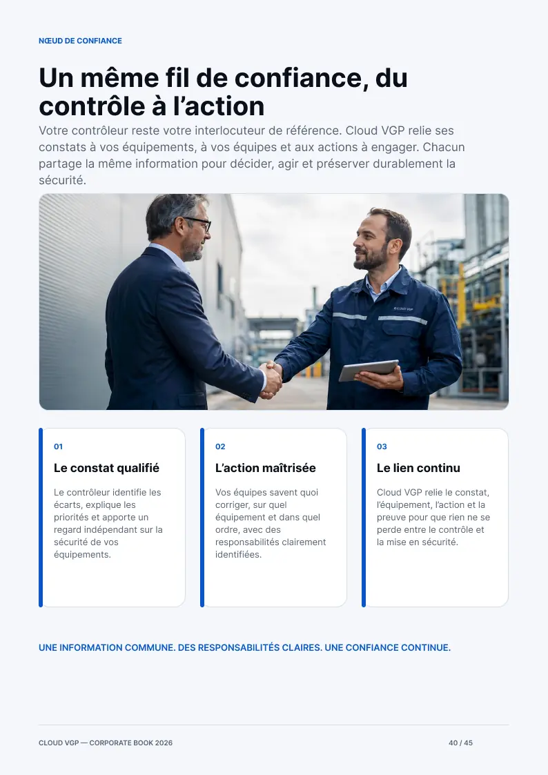Miniature de la page 40 du Corporate Book Cloud VGP 2026 — Un même fil de confiance, du contrôle à l’action