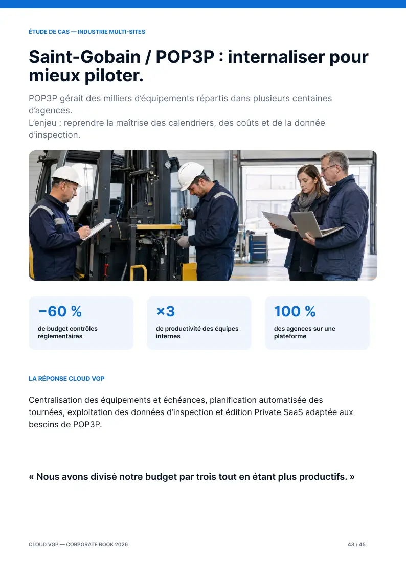 Miniature de la page 43 du Corporate Book Cloud VGP 2026 — Saint-Gobain / POP3P : internaliser pour mieux piloter