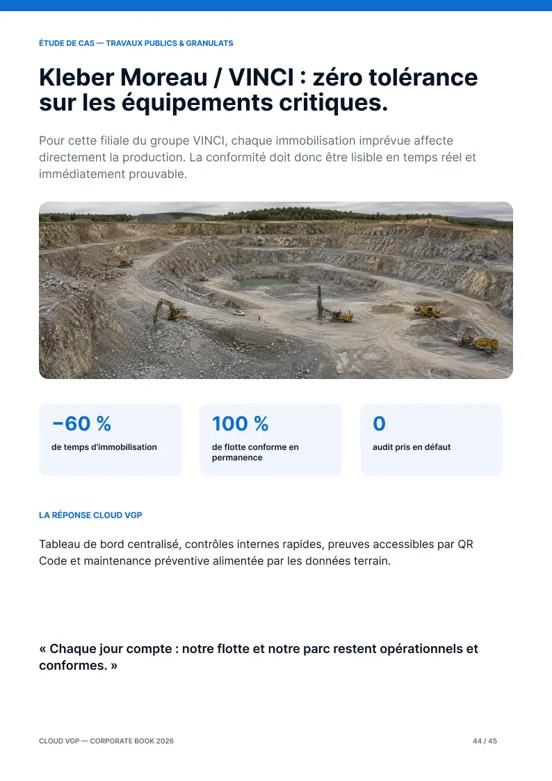 Miniature de la page 44 du Corporate Book Cloud VGP 2026 — Kleber Moreau / VINCI : zéro tolérance sur les équipements critiques